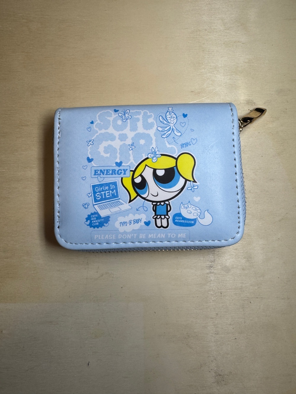 Light Blue Powerpuff Girl Zip Wallet – Bubbles Design NWT